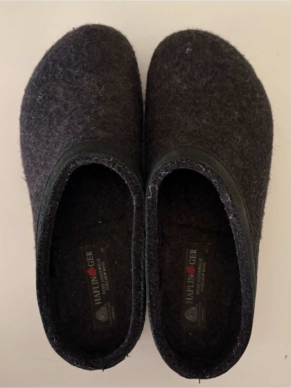 Haflinger Dark Grey Wool Slippers Size 40